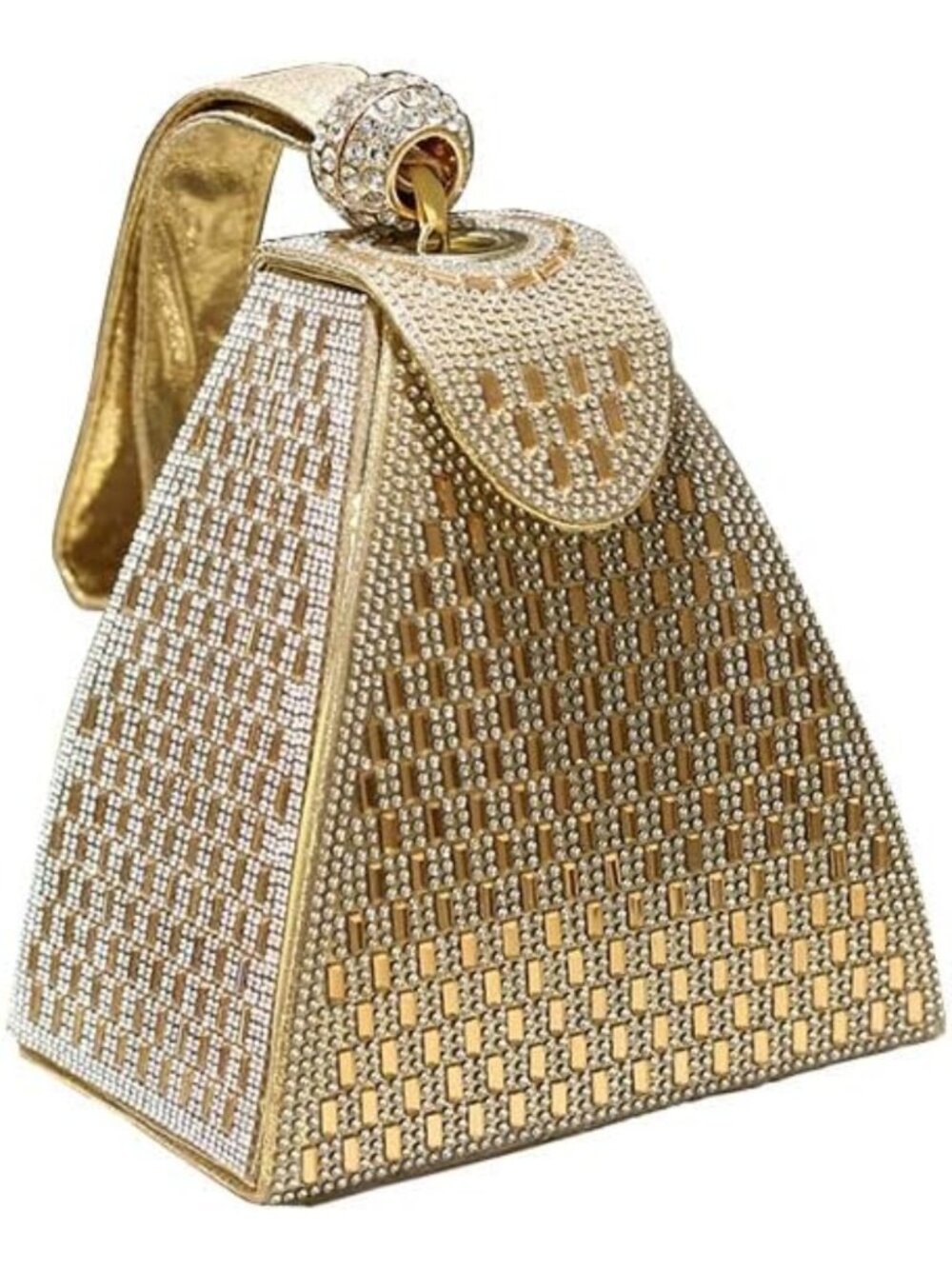 Rhinestone Pyramid Clutch Bag - Glam Evening Purse for Parties, Cocktails
